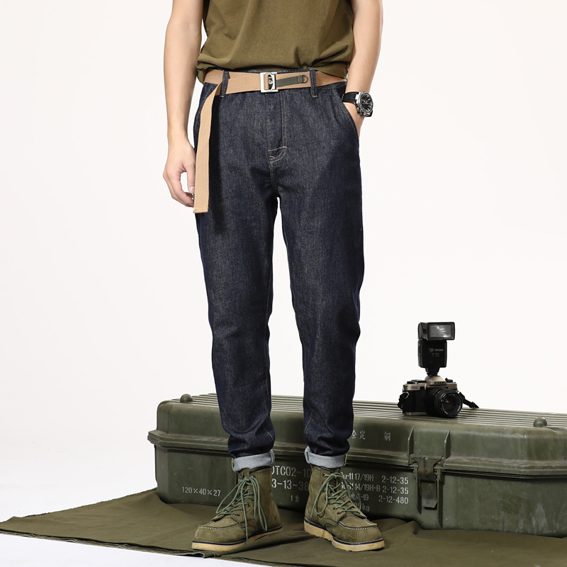 Pantaloni papà in denim elastico marchio trendy moda uomo casual versatile tendenza retrò jeans Harlan stile Hong Kong uomo lungo_voghion.com