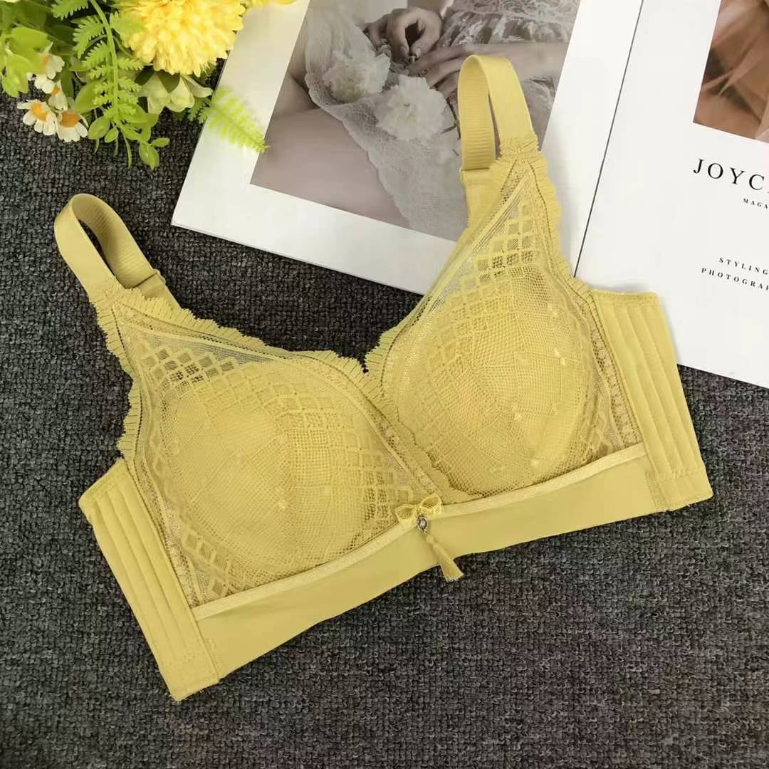Nuevo sujetador de alta calidad de moda de encaje jacquard transpirable y cómodo ajuste lateral de pecho de botón múltiple ropa interior mujer