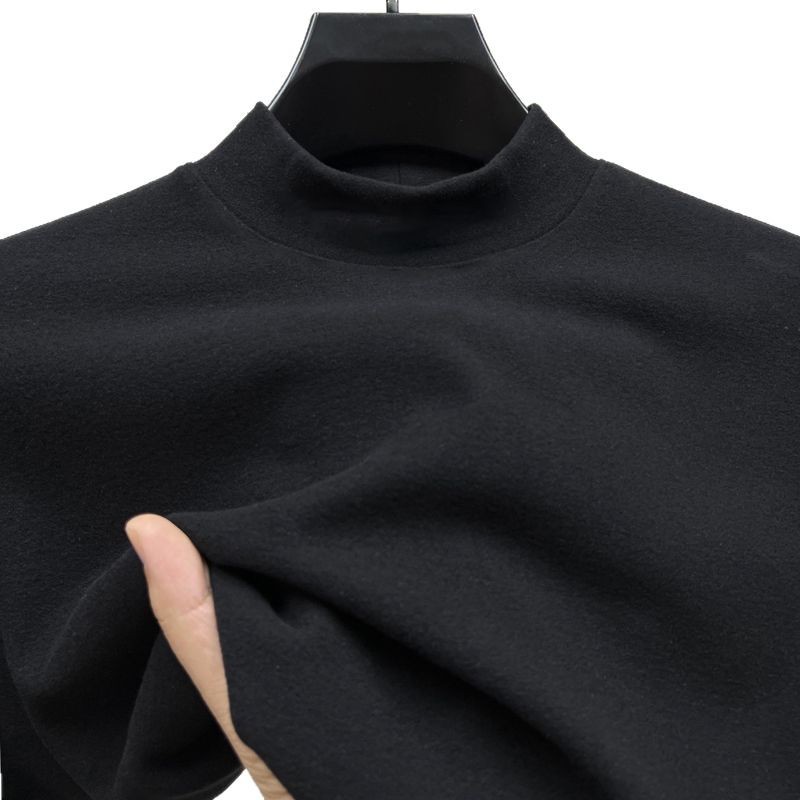 Fábrica directa de la piel-amigable slim-fit de terciopelo de doble cara a prueba de frío cálido medio-cuello alto ropa interior de los hombres de otoño camiseta superior