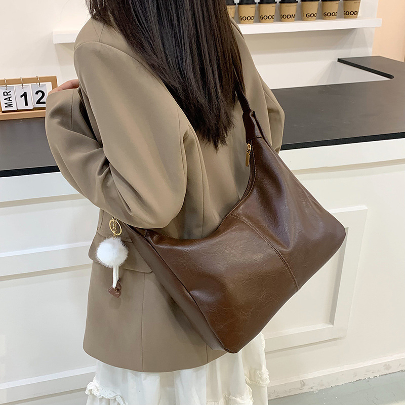 复古通勤托特包女2025新款潮时尚单肩通勤简约松弛感大容量腋下包|undefined