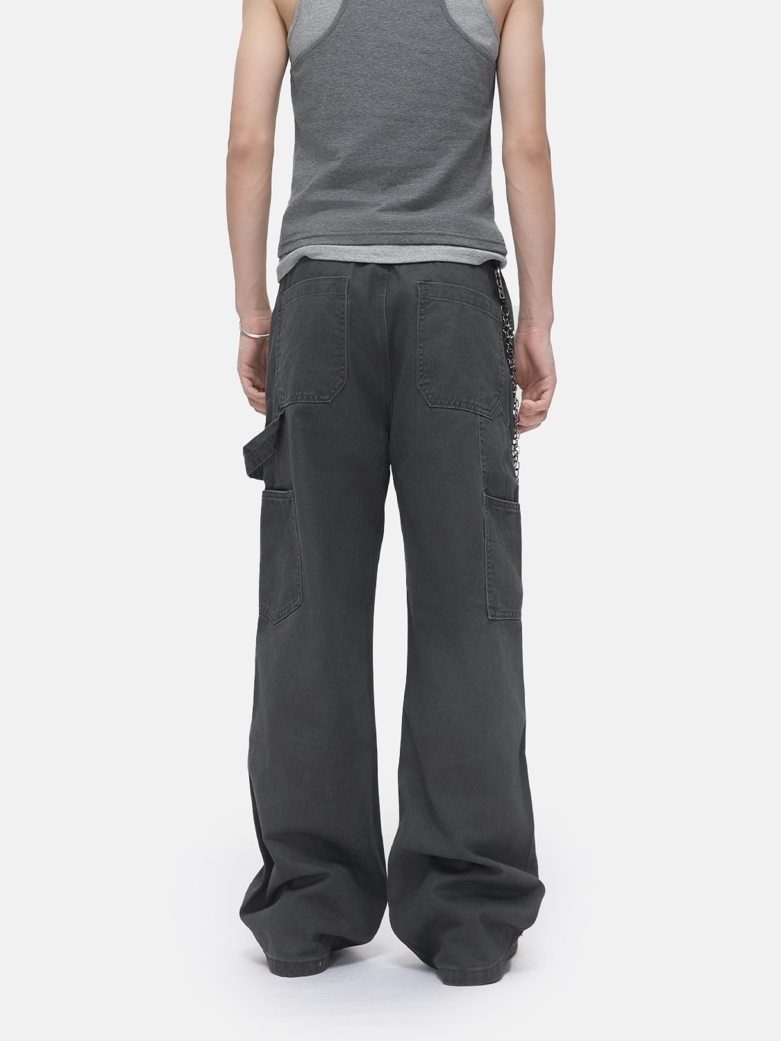 MTLCLOTHES Hombres| Estructura retro remaches herramientas versátiles madera lavado jeans ocio suelto