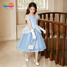 女童连衣裙夏灰姑娘公主裙网纱蓬蓬裙大童裙子韩系宝宝纱裙