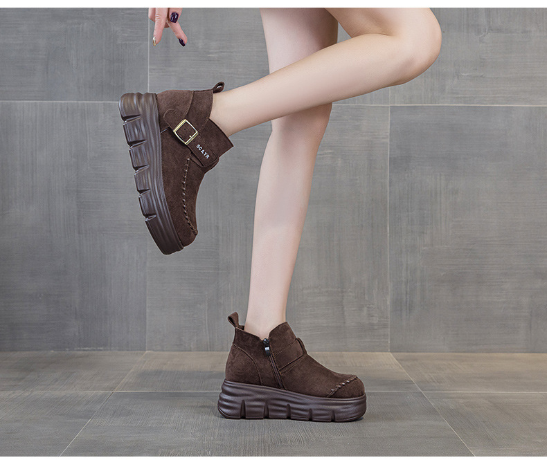 Giày boot nữ cổ cao đế dày tăng chiều cao phong cách Anh quốc cổ điển — M2961 màu đen, Lạc đà M2961, M2961 màu nâu, M2961 màu vàng chi tiết 25