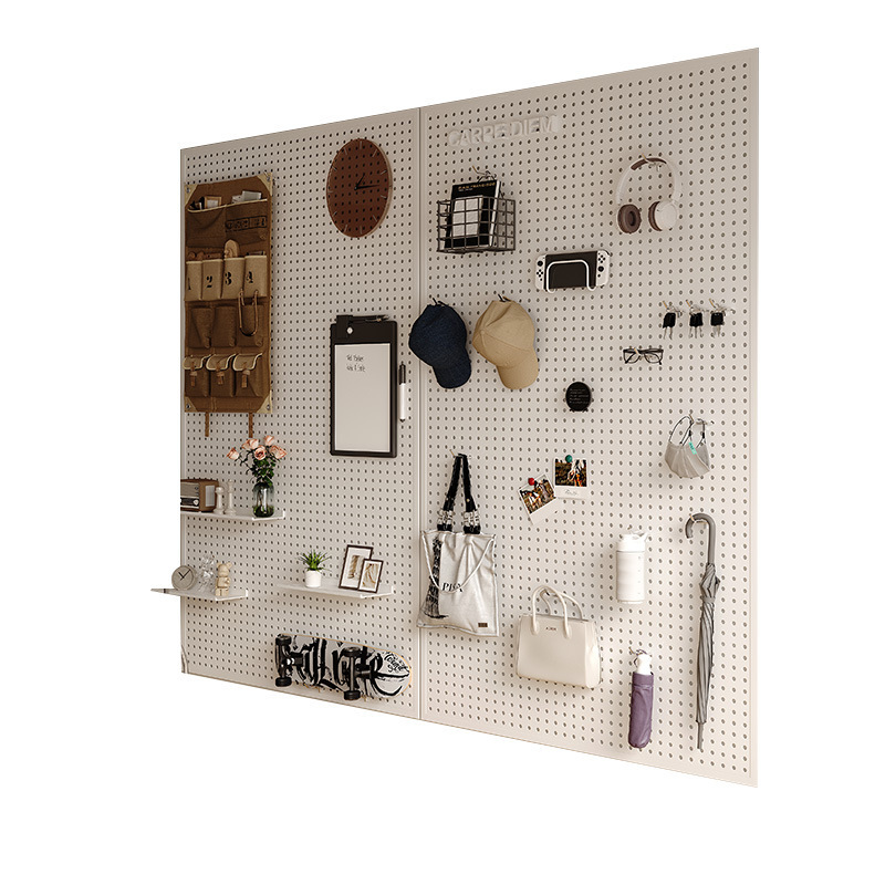 Sala de estar agujero tablero de agujero estante de almacenamiento tablero de pared entero marco de almacenamiento tablero colgante puerta de entrada tablero de pared decoración tablero perforado de metal