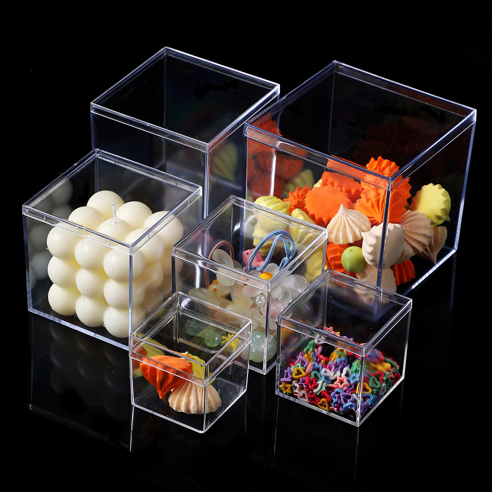 正方形塑料收纳盒子亚克力带盖糖果盒透明展示首饰盒礼品包装跨境