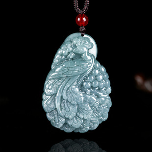 Natural A goods jade blue water peacock ice jade pendant auspicious peace men's pendant women's jade wholesale