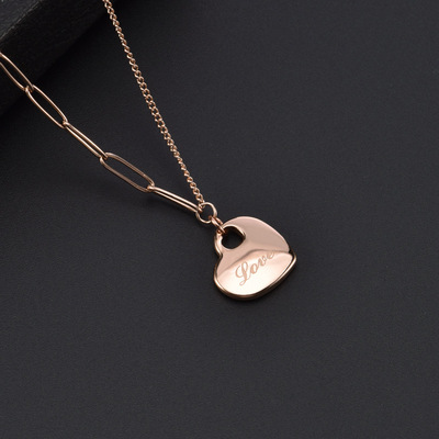 时尚简约爱心钛钢项链女 ins网红小众设计感necklace锁骨链新款