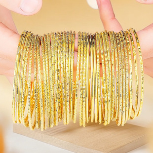 Copper gold-plated ancient gold bracelet light luxury design sense simulation plain ring bracelet women's small long-term non-fading first jewelry