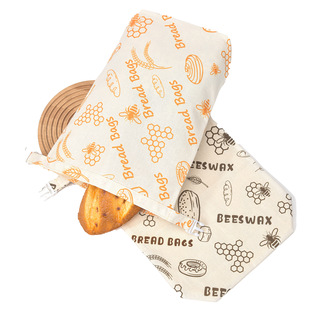Cotton and Linen Canvas Cotton Beeswax Bread Bag with Buckle Removable Inside and Outside Food Grade Double Layer Beeswax Bread Bag