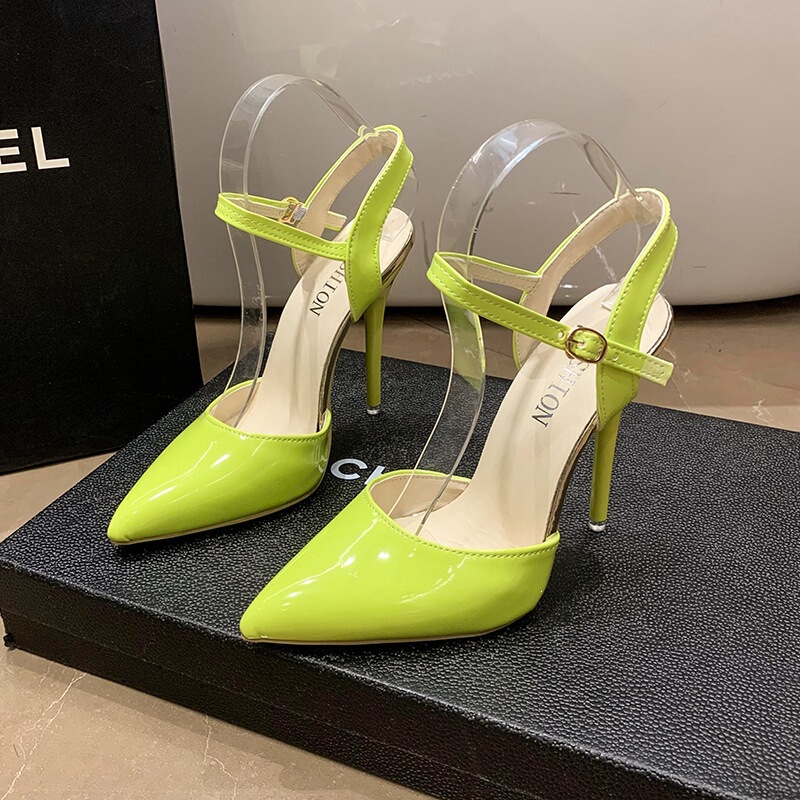 European and American Fashion High-Heeled Sandals, New Summer Style Stiletto Heels, Pointed Toe, Fashionable and Sexy, Large Size Buckle Women's High Heels