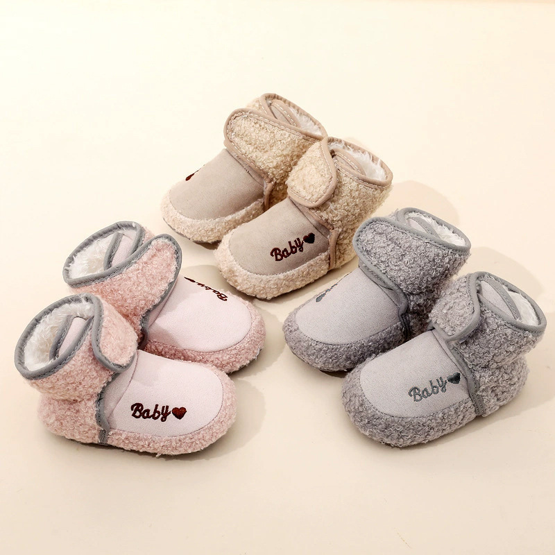 Winter Baby Toddler Shoes 0 to 1 Year Old Cotton Shoes Warm Fleece-Lined Snow Boots Preschool Shoes Anti-Falling Cute