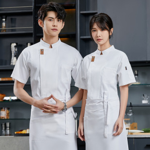 Dining Chef work clothes short sleeve men's thin breathable summer Net hotel canteen kitchen Western restaurant baking