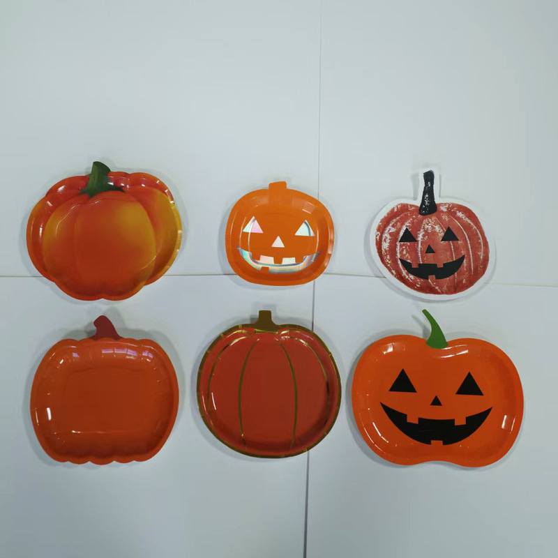 Party Disposable Shaped Paper Plates Pumpkin Thanksgiving