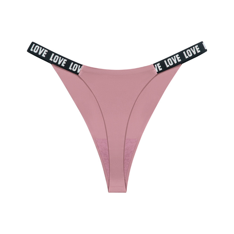 Europa y los Estados Unidos sin marcas thong de cintura baja letras de mujer cintura de algodón deportivo de entrepierna invisible sexy de hielo para mujeres
