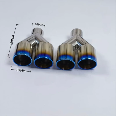 pipes with blue-plated tail tips, Exhaust pipe - 02-52004l-89mm-y-type-blue-plated-rolled-edge-priced-per-single-piece-left-and-right
