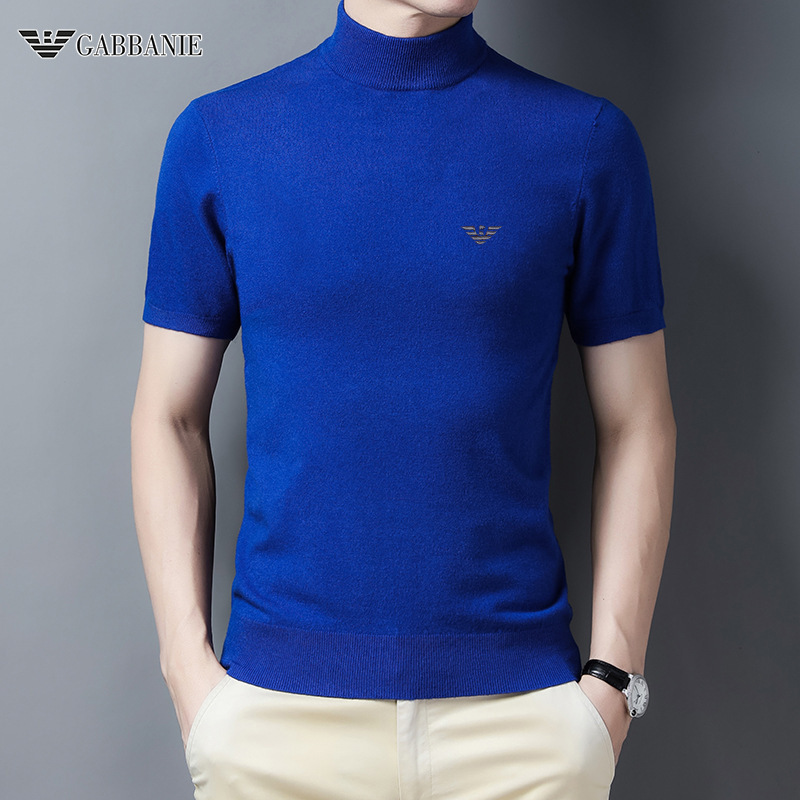 2025 Autumn Chiarmani Solid Color Versatile Men's New Sweater Knitted Base Shirt Spring Autumn T-Shirt