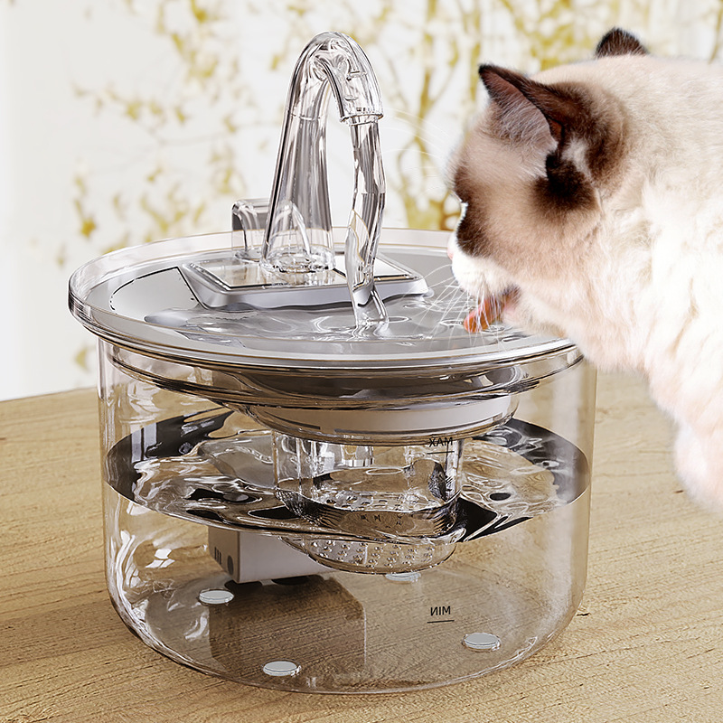 Fábrica de bebidas de agua para gatos transparente filtración de circulación automática de agua potable, artefacto de agua potable para mascotas, nuevo tipo transfronterizo