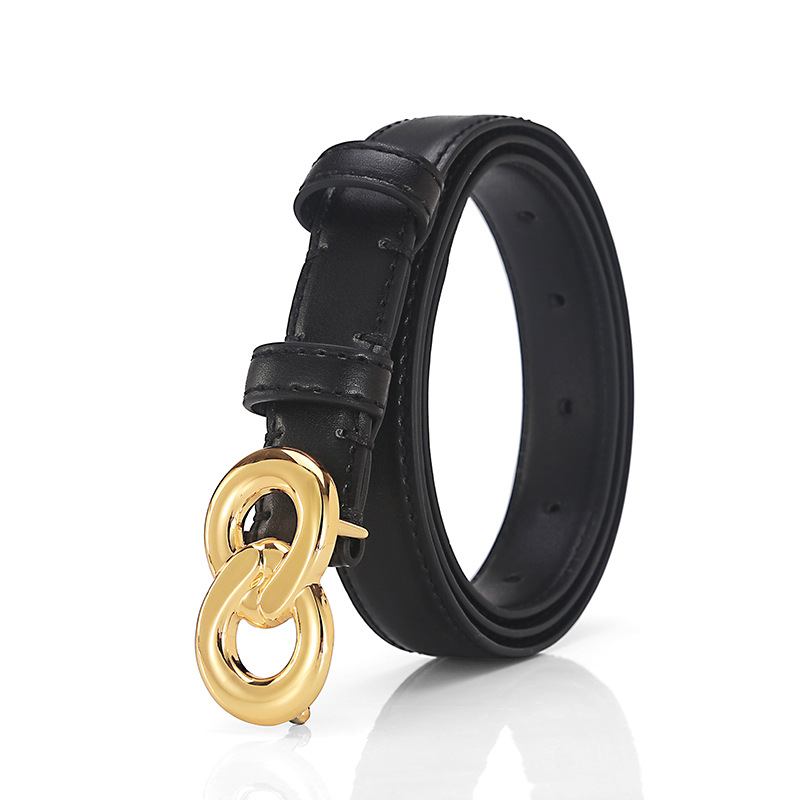 Women's leather fashionable and versatile, smooth buckle belt, women's_voghion.com