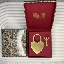 D家七夕情人节赠礼金色金属爱心锁配钥匙礼盒高端包挂件复古挂饰