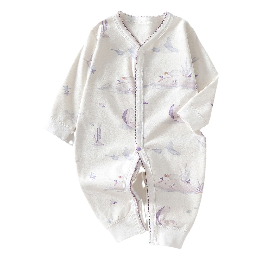 Bebé de una sola pieza ropa de algodón puro de primavera y otoño recién nacido pijamas recién nacido niños y niñas bebé mameluco manga larga mameluco