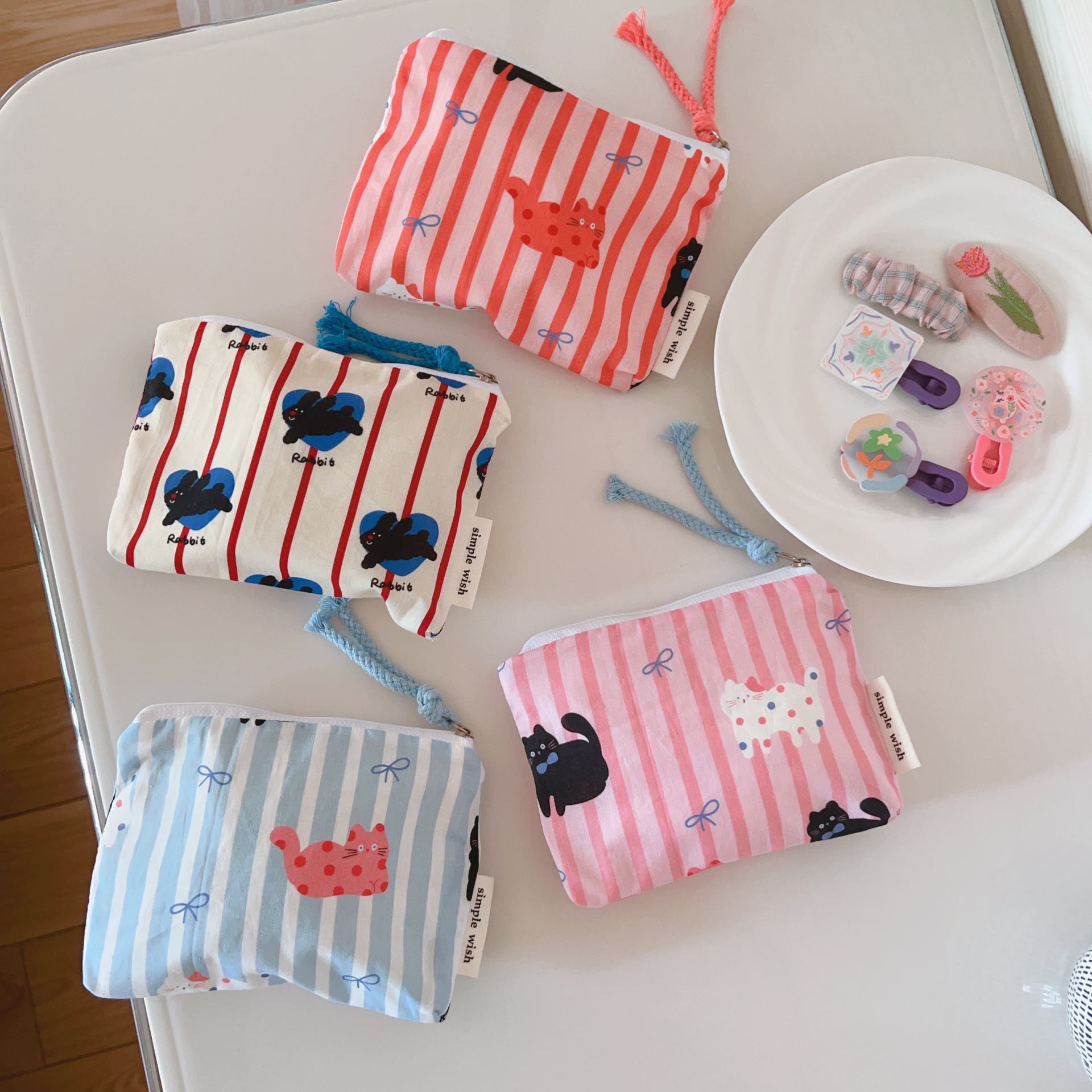 [Su Sibu Bag] Cute Retro Fashion Cat Cotton Coin Purse Mini Headset Lipstick Storage Small Cloth Bag