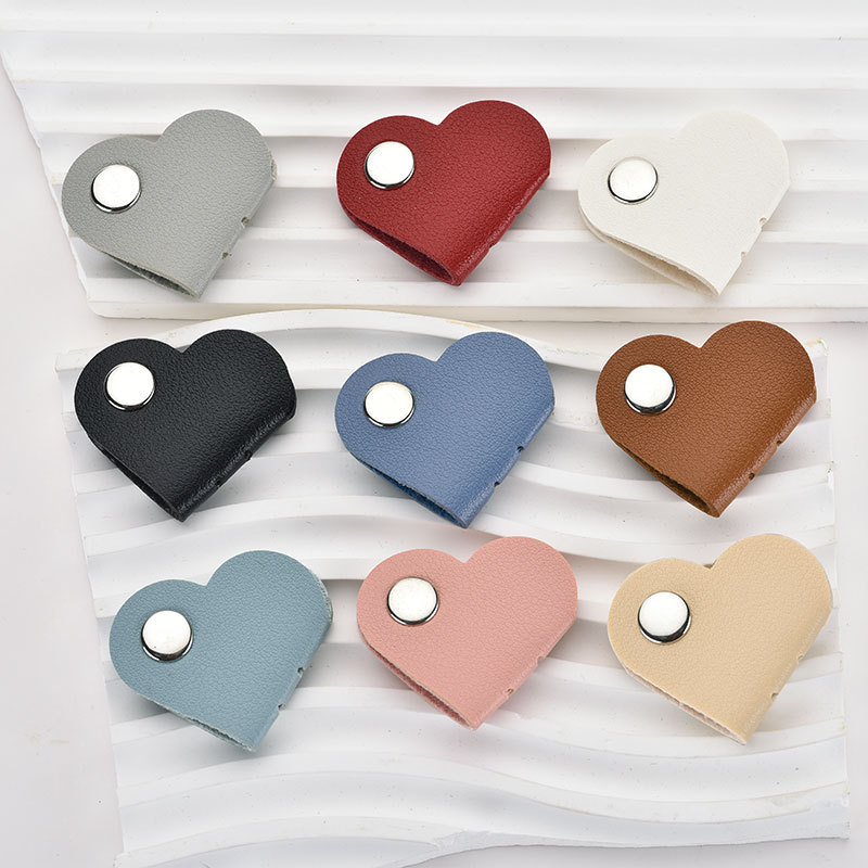 Cross-border data line power cord cartoon love winder headset PU leather storage strap factory outlet