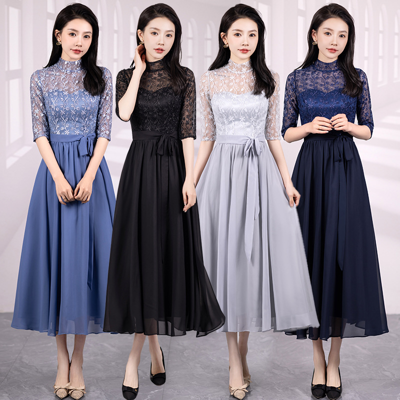 Small dress independent station ebay black socialite temperament dress long lace backless sexy annual party evening dress