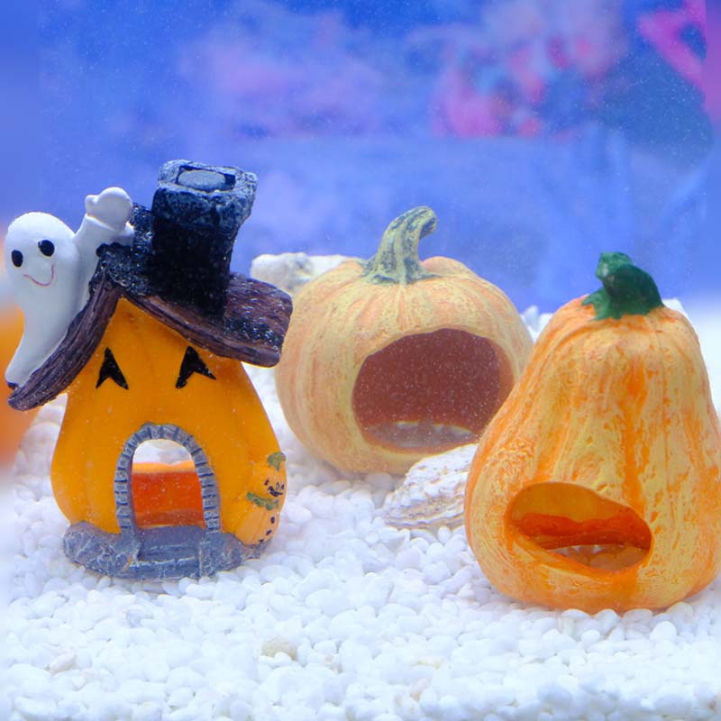 Acuario Peces de calabaza gordos y delgados para evitar la casa, resina, protección del medio ambiente, simulación de Halloween, lámpara de calabaza, juguete resistente a las caídas
