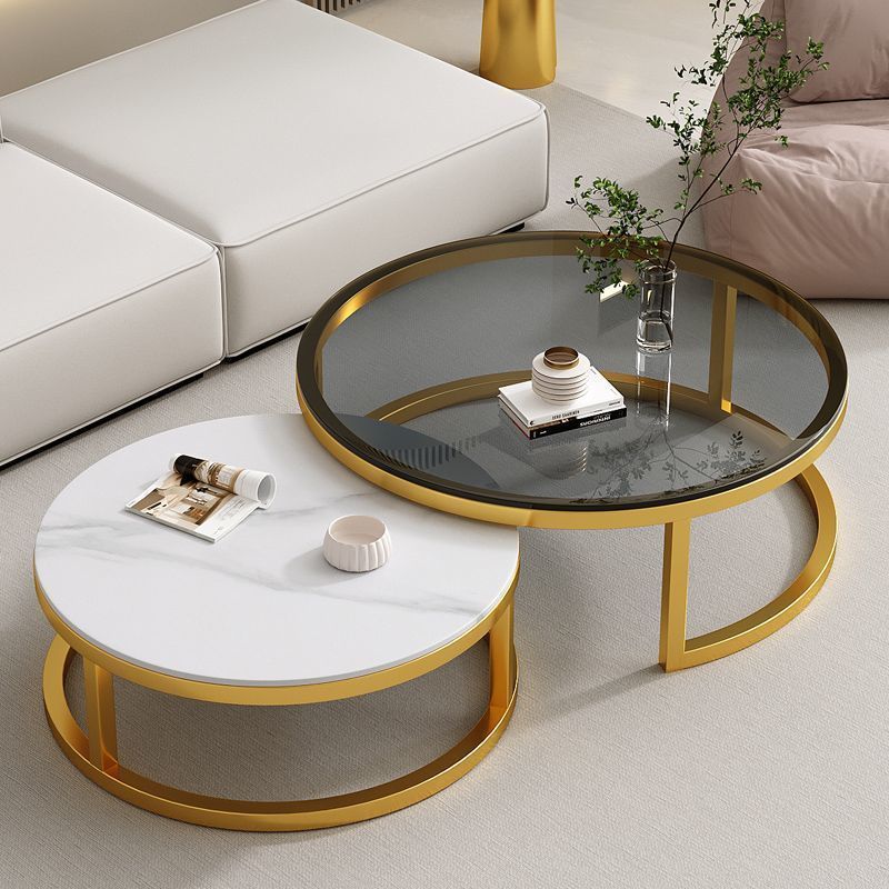 작은 둥근 설산백색 + 큰 둥근 차 유리(무흡연) 금테