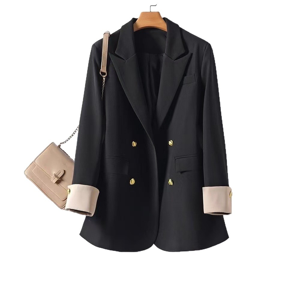 Spring and Autumn New Style Plus Size Women's Blazer 100kg Casual Loose Double-Breasted Suit Jacket Trendy