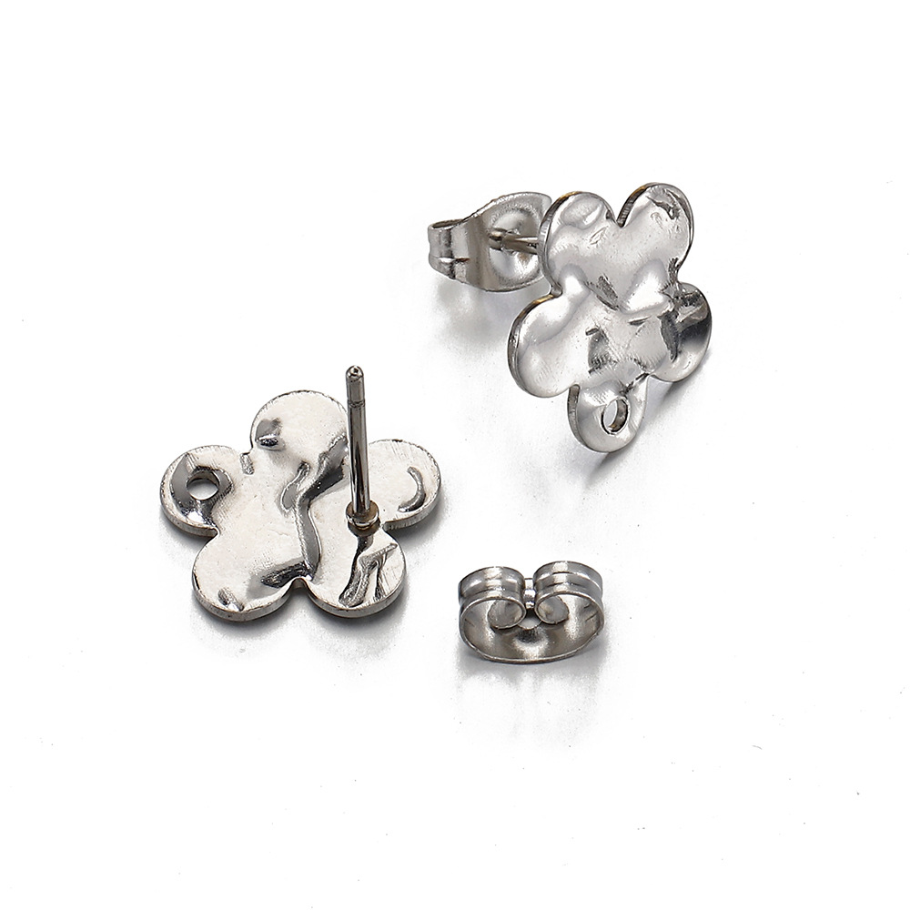304 Stainless Steel Material 10 PCS/Package 12mm 304 Stainless Steel Flower Earring Findings DIY Ornament Accessories
