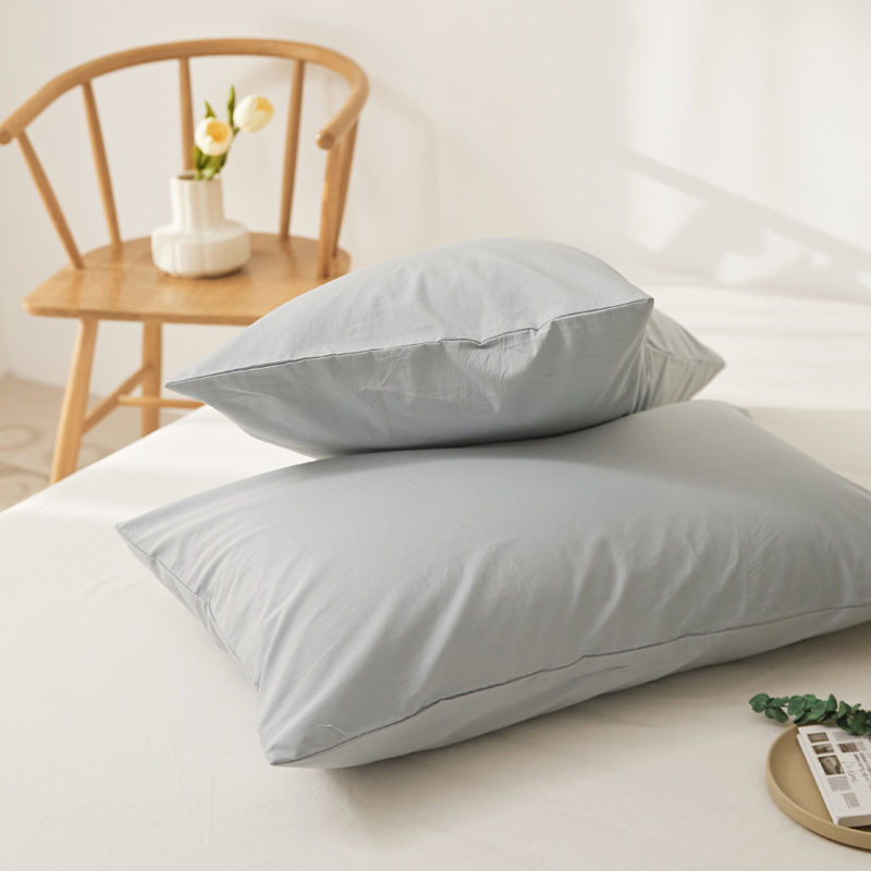 Algodón de alta calidad 60s una sola funda de almohada de algodón lavado con agua funda de almohada de algodón de color sólido funda de almohada de piel un par de 100 funda de almohada de algodón