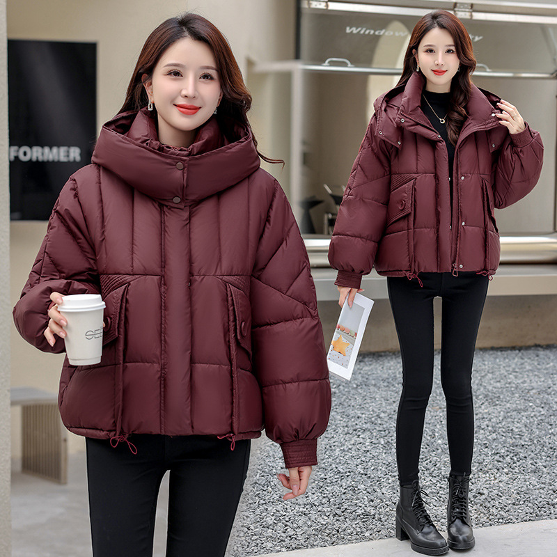 Algodón mujer gruesa corta 2024 invierno nuevo estilo coreano suelto ropa de algodón pan chaqueta de algodón abrigo de mujer