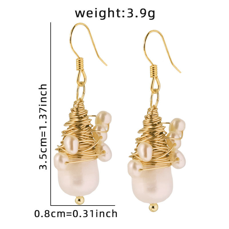 Perlas naturales originales adornos de aretes de diseño retro aretes de alta calidad al por mayor