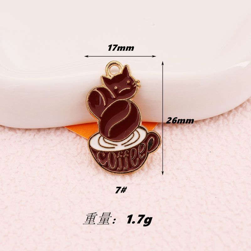 漫画のコップのイヤリングDIYの愛の猫のコーヒーカップの猫の耳飾りのキーホルダーの部品DIYのアクセサリ|undefined