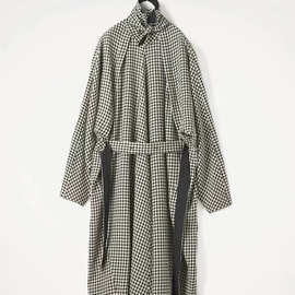 早秋新款简约设计款棉法式格纹系带宽松连衣裙风衣