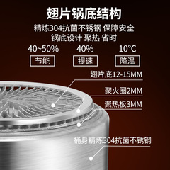 Gas 304 finned energy-saving stainless steel bucket soup pot commercial thickened braised meat pot with composite bottom soup pot braised meat bucket rice cooker