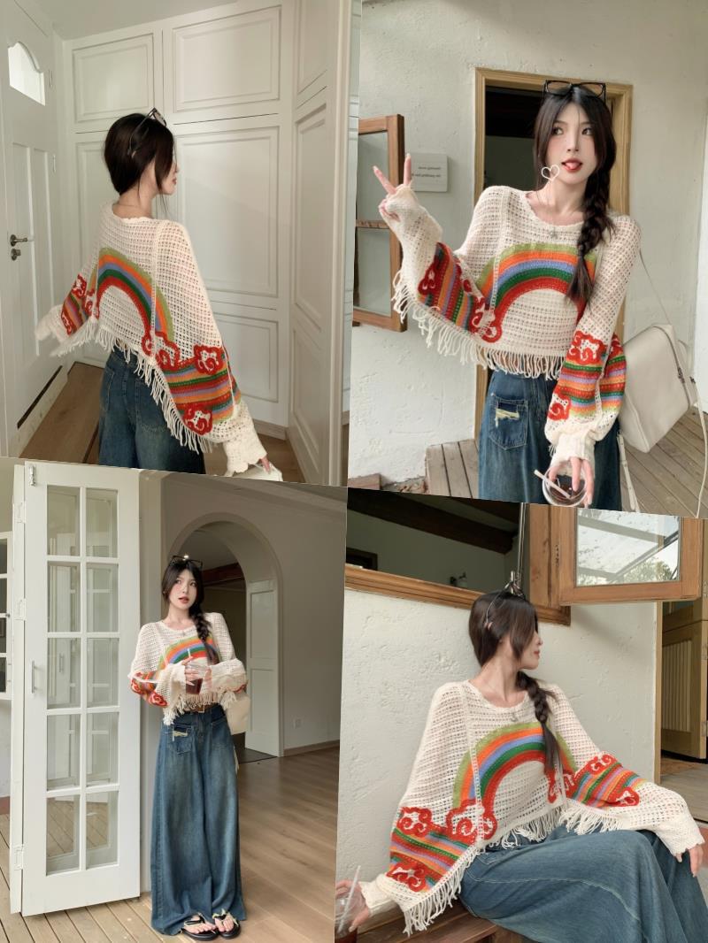 Women's Knit Striped Colorblock Pullover Sweater - Image 3