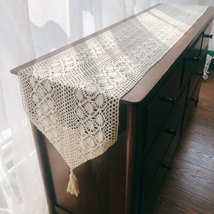 American-style pastoral retro table runner tablecloth cotton thread crochet coffee table dining table chest of drawers shoe cabinet cover towel artistic Mori shooting
