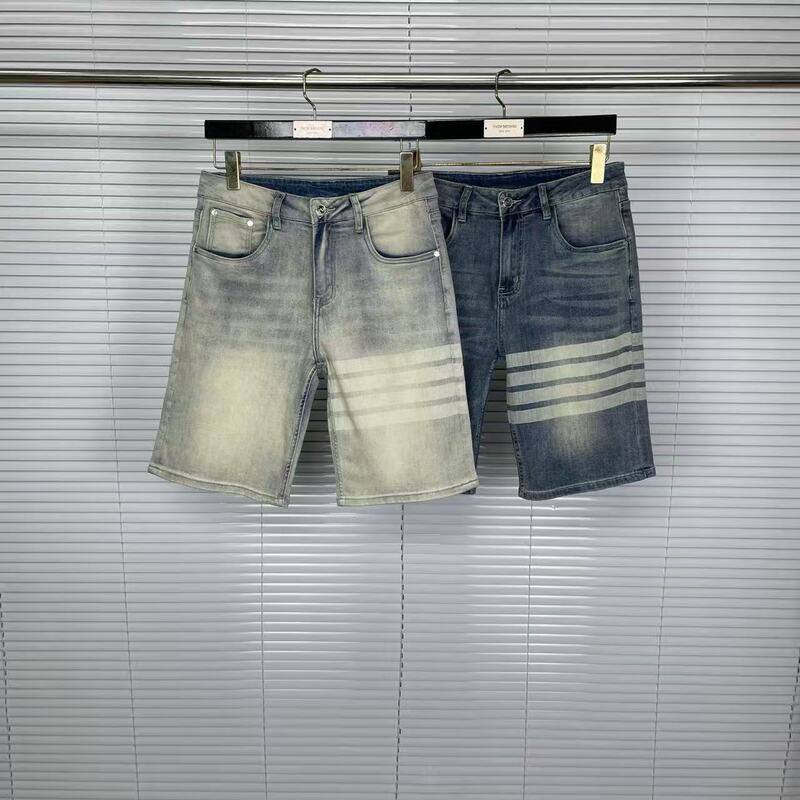 TB Factory Direct Sale Summer New Classic Four-Bar Back Anchor Embroidery Denim Shorts Unisex Pants TB Factory Direct Sale Summer New Classic Four-Bar Back Anchor Embroidery Denim Shorts Unisex Pants