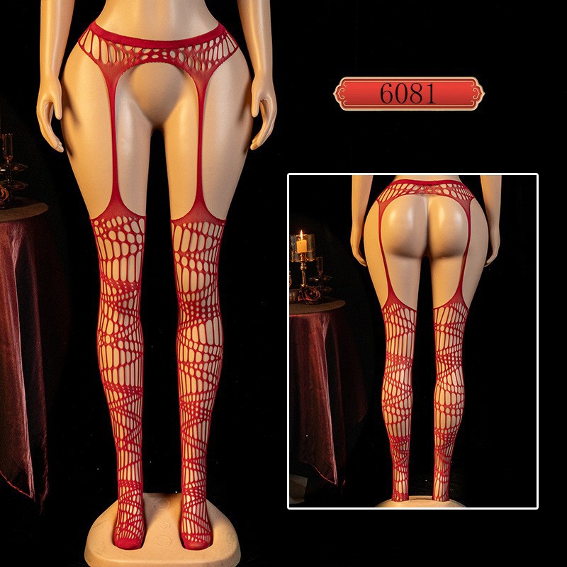 Medias de red de pesca europeas y americanas con hueco, medias Jacquard de cintura alta, pantalones de red amorosos en stock
