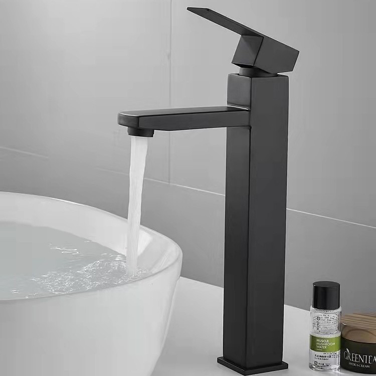 黒色洗面器蛇口ステンレス冷熱四方単孔洗面器洗面器トイレ蛇口卸売り|undefined