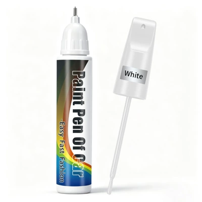 Cross-Border Car Touch-Up Paint Pen Tire Marker Pen Car Paint Scratch Repair Pen Pearl White Black Touch-Up Magic Tool (Avtomobil boya qələmləri) - 12ml-touch-up-paint-pen-universal-white