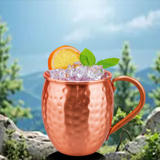 Cross-Border Hot Selling Pure Copper Cup Series 550ml Hammer Point Cocktail Cup Moscow Mule Cup Bar Wine Set
