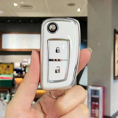 Car key bag | Nissan New Sylphy Car Key - nissan-b-model-2-button-silver-white-single-shell