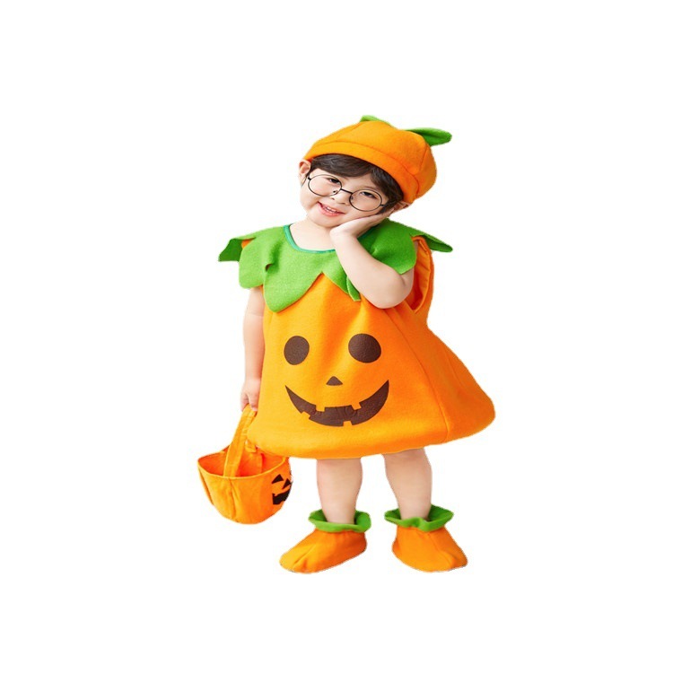 国境を越えた 2025 ハロウィン子供服子供秋服カボチャ服子供ハロウィン植物衣装外国貿易卸売|undefined