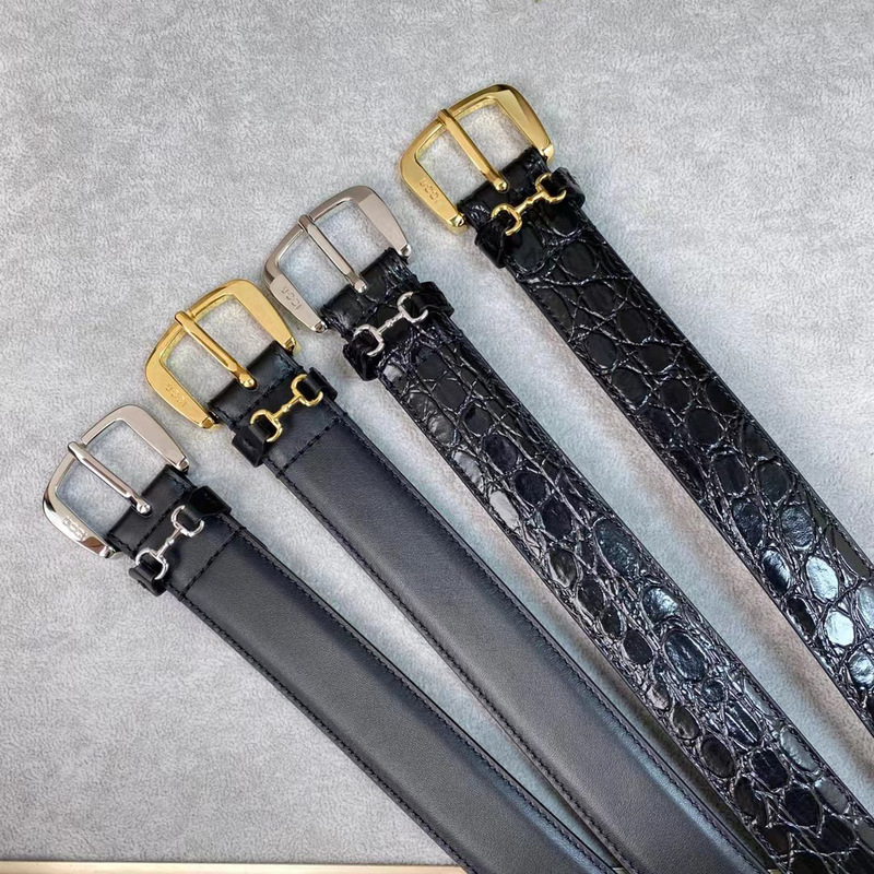 High-end quality Guqi 3.0 horse buckle women's first layer cowhide belt crocodile pattern with overcoat jeans ins