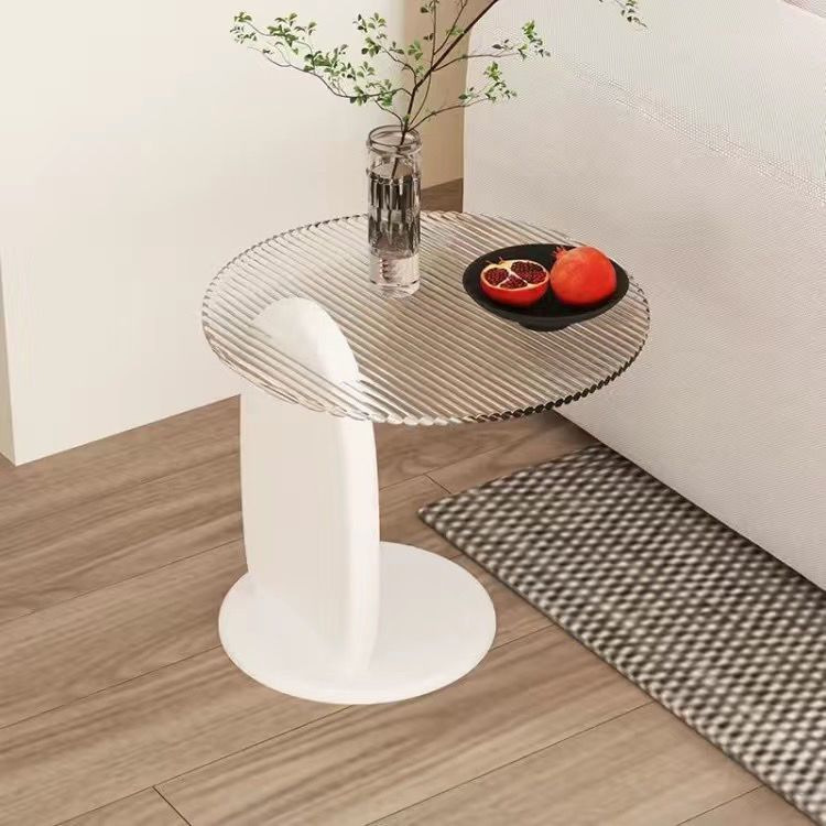 Fábrica directa de fábrica directa pequeña sala de estar de vidrio temperado mesa de té redonda combinación de mesa de té de lujo ligera