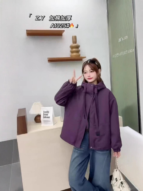 韩版夹棉连帽冲锋衣棉服外套女2025秋冬时尚休闲百搭二棉夹克上衣|undefined