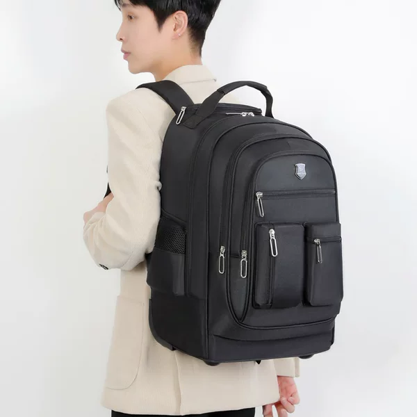 Cross-Border Oxford Cloth Trolley Backpack, Water-Repellent, Large Capacity, Business Backpack for Men and Women, Multifunctional Computer Bag for Business Trips